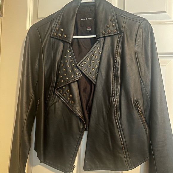Rock & Republic Black Studded Leather Jacket - Picture 2 of 4